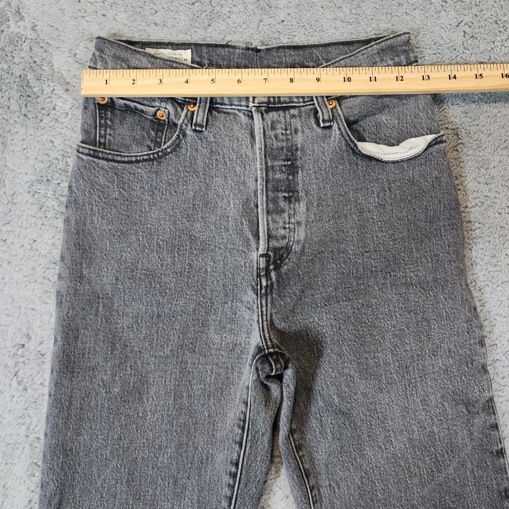 Levis 501 Button Fly Jeans Womens Size 27 Premium Black Wash Denim Big E Casual